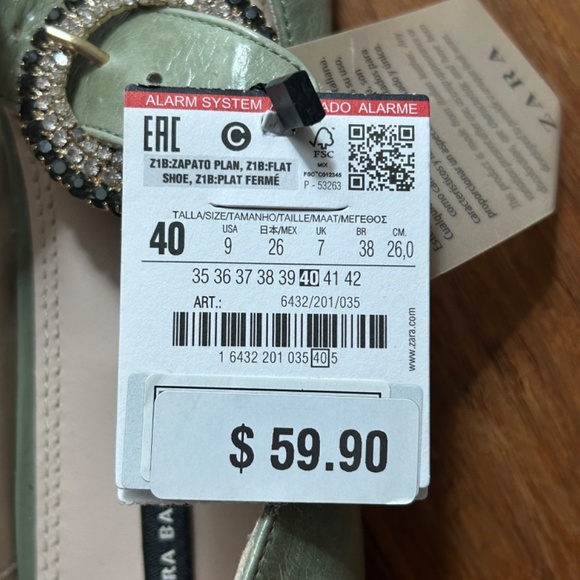 ZARA NWT BEJEWELLED LEATHER BALLERINAS size 40 - Picture 9 of 9